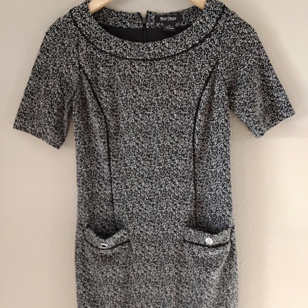 White House Black Market tweed dress, short sleeve sheath with pockets